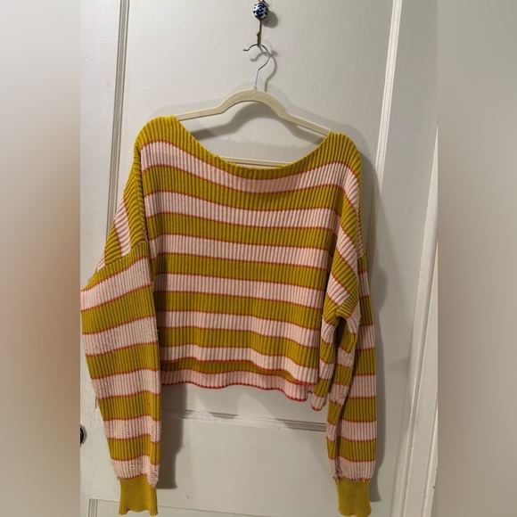Free People Yellow and Pink Distressed Sweater - Picture 2 of 3